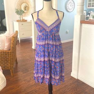 Blue Floral Print Pretty Sun Dress